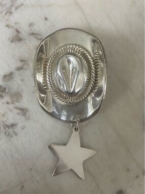 Vintage handmade sterling cowboy hat w/ star, Mexico 925 TCH-12